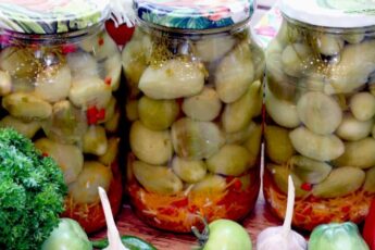 Мариновані зелені помідори з аджикою